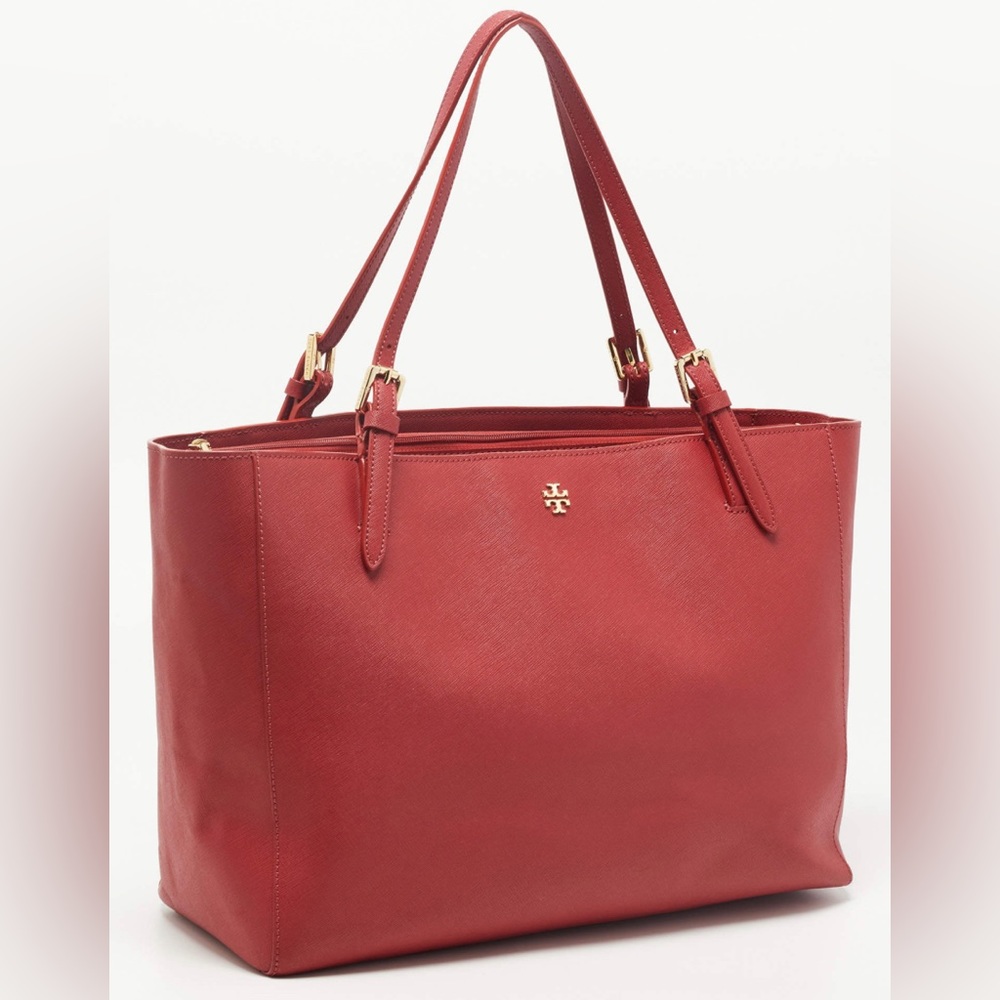 Tory Burch Red Leather York Buckle Shopper Tote
